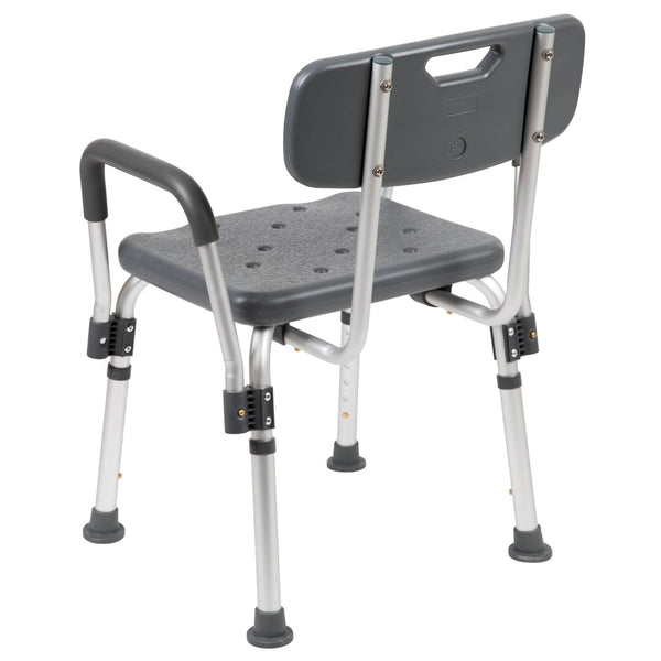 English Elm HERCULES Adjustable Bath & Shower Chair for Safety, Stability, and Custom Comfort Up to 300 lbs Gray DC-HY3520L-GRY-GG