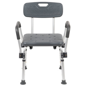 English Elm HERCULES Adjustable Bath & Shower Chair for Safety, Stability, and Custom Comfort Up to 300 lbs Gray DC-HY3520L-GRY-GG