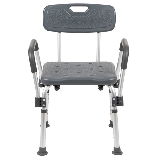 English Elm HERCULES Adjustable Bath & Shower Chair for Safety, Stability, and Custom Comfort Up to 300 lbs Gray DC-HY3520L-GRY-GG