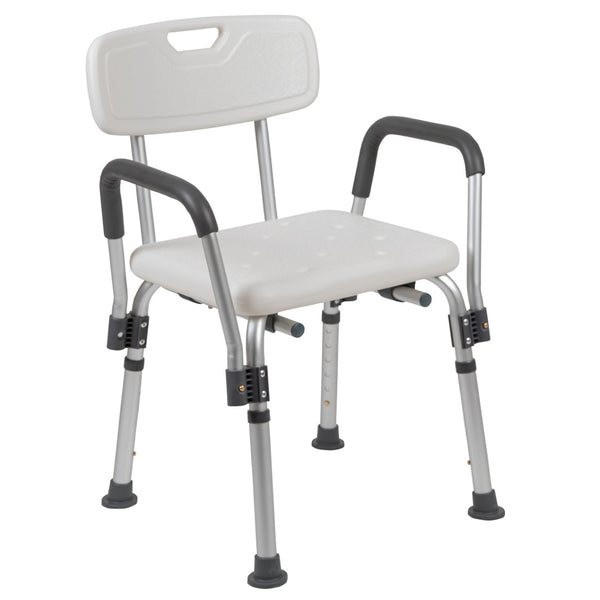 English Elm HERCULES Adjustable Bath & Shower Chair for Safety, Stability, and Custom Comfort Up to 300 lbs White DC-HY3520L-WH-GG