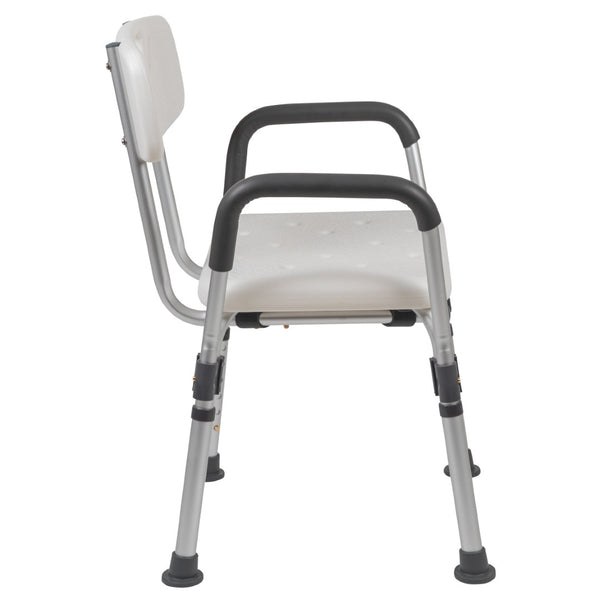 English Elm HERCULES Adjustable Bath & Shower Chair for Safety, Stability, and Custom Comfort Up to 300 lbs White DC-HY3520L-WH-GG