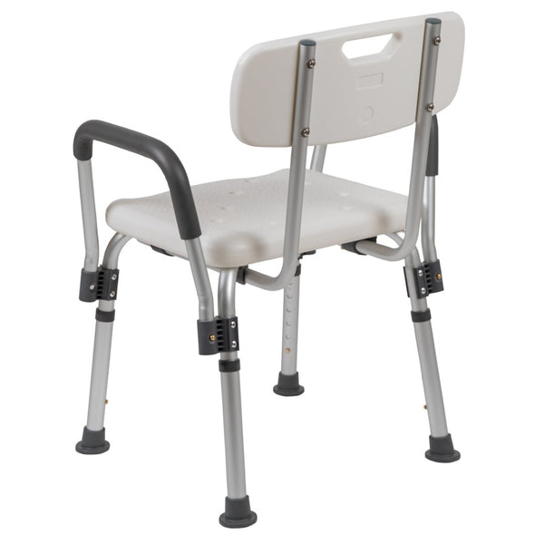 English Elm HERCULES Adjustable Bath & Shower Chair for Safety, Stability, and Custom Comfort Up to 300 lbs White DC-HY3520L-WH-GG