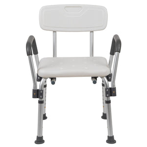 English Elm HERCULES Adjustable Bath & Shower Chair for Safety, Stability, and Custom Comfort Up to 300 lbs White DC-HY3520L-WH-GG