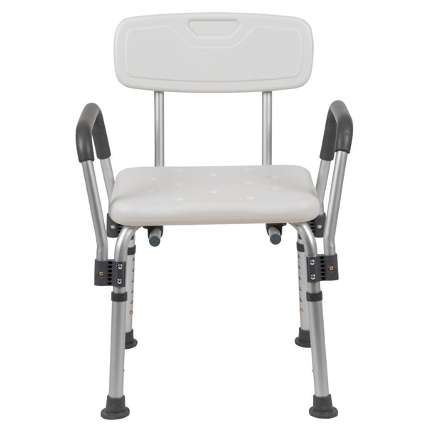 English Elm HERCULES Adjustable Bath & Shower Chair for Safety, Stability, and Custom Comfort Up to 300 lbs White DC-HY3520L-WH-GG