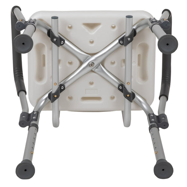 English Elm HERCULES Adjustable Bath & Shower Chair for Safety, Stability, and Custom Comfort Up to 300 lbs White DC-HY3520L-WH-GG