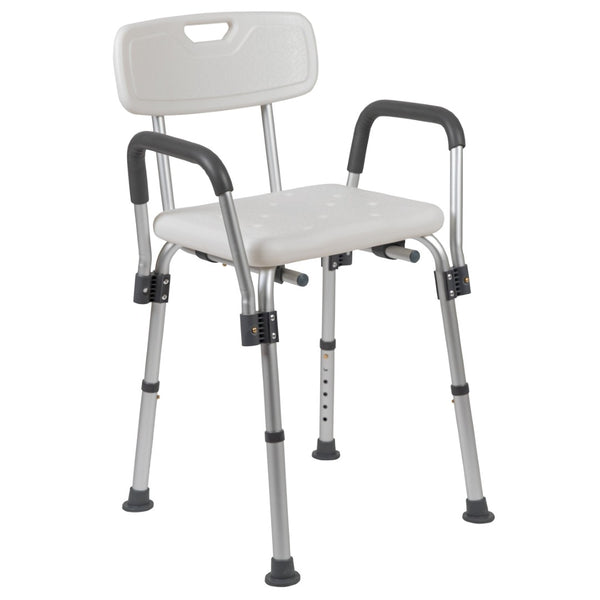 English Elm HERCULES Adjustable Bath & Shower Chair for Safety, Stability, and Custom Comfort Up to 300 lbs White DC-HY3520L-WH-GG