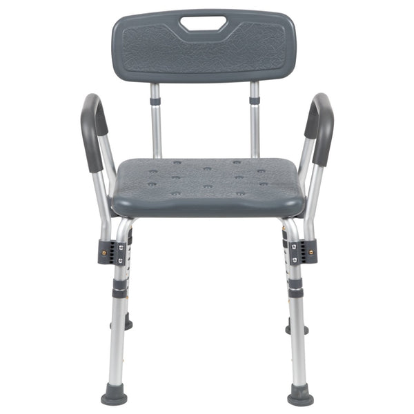 English Elm HERCULES 300 Lb. Capacity Adjustable Bath & Shower Chair with Quick-Release Back & Arms for Safety Gray DC-HY3523L-GRY-GG
