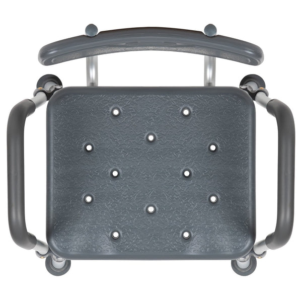 English Elm HERCULES 300 Lb. Capacity Adjustable Bath & Shower Chair with Quick-Release Back & Arms for Safety Gray DC-HY3523L-GRY-GG