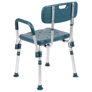 English Elm HERCULES 300 Lb. Capacity Adjustable Bath & Shower Chair with Quick-Release Back & Arms for Safety Navy DC-HY3523L-NV-GG