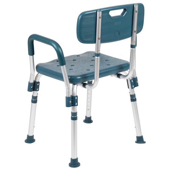 English Elm HERCULES 300 Lb. Capacity Adjustable Bath & Shower Chair with Quick-Release Back & Arms for Safety Navy DC-HY3523L-NV-GG