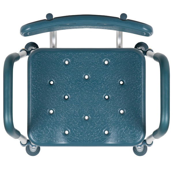 English Elm HERCULES 300 Lb. Capacity Adjustable Bath & Shower Chair with Quick-Release Back & Arms for Safety Navy DC-HY3523L-NV-GG