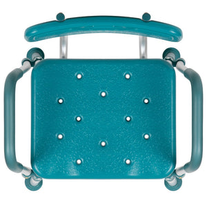 English Elm HERCULES 300 Lb. Capacity Adjustable Bath & Shower Chair with Quick-Release Back & Arms for Safety Teal DC-HY3523L-TL-GG