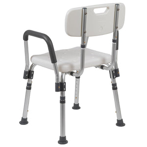 English Elm HERCULES 300 Lb. Capacity Adjustable Bath & Shower Chair with Quick-Release Back & Arms for Safety White DC-HY3523L-WH-GG