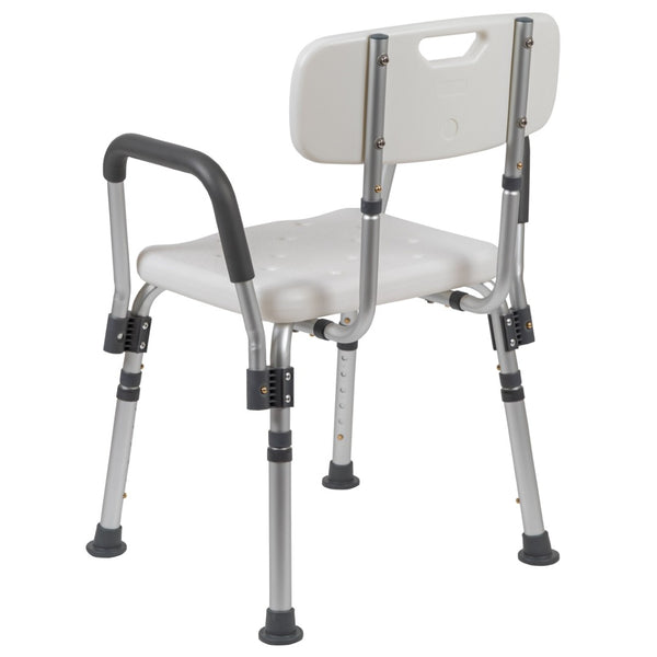 English Elm HERCULES 300 Lb. Capacity Adjustable Bath & Shower Chair with Quick-Release Back & Arms for Safety White DC-HY3523L-WH-GG