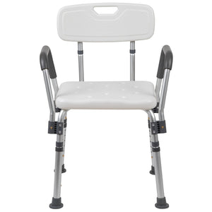 English Elm HERCULES 300 Lb. Capacity Adjustable Bath & Shower Chair with Quick-Release Back & Arms for Safety White DC-HY3523L-WH-GG