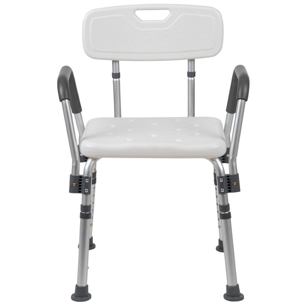 English Elm HERCULES 300 Lb. Capacity Adjustable Bath & Shower Chair with Quick-Release Back & Arms for Safety White DC-HY3523L-WH-GG