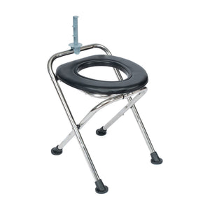 English Elm HERCULES Portable Folding Travel Toilet with Tissue Holder - Comfortable, Compact, Easy Setup! DC-HY6118S-SLVBLK-GG