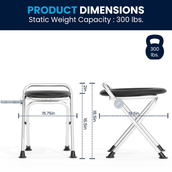 English Elm HERCULES Portable Folding Travel Toilet with Tissue Holder - Comfortable, Compact, Easy Setup! DC-HY6118S-SLVBLK-GG