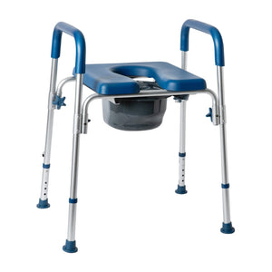 English Elm Hercules Shower Commode Chair with Safety Features, Adjustable Height, Padded Comfort & Easy Care Blue DC-HY6458L-BL-GG