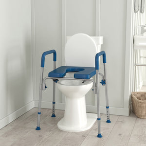 English Elm Hercules Shower Commode Chair with Safety Features, Adjustable Height, Padded Comfort & Easy Care Blue DC-HY6458L-BL-GG