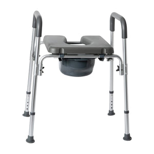 English Elm Hercules Shower Commode Chair with Safety Features, Adjustable Height, Padded Comfort & Easy Care Gray DC-HY6458L-GRY-GG