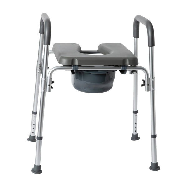English Elm Hercules Shower Commode Chair with Safety Features, Adjustable Height, Padded Comfort & Easy Care Gray DC-HY6458L-GRY-GG
