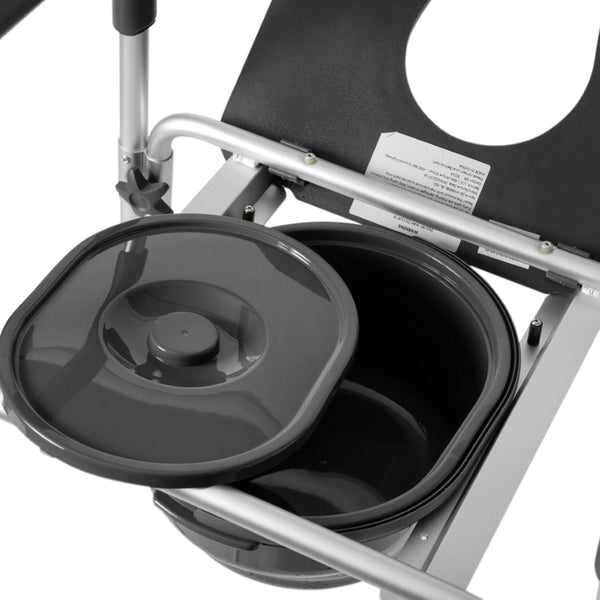 English Elm Hercules Shower Commode Chair with Safety Features, Adjustable Height, Padded Comfort & Easy Care Gray DC-HY6458L-GRY-GG