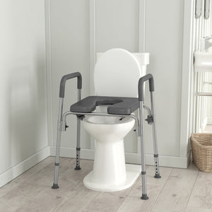 English Elm Hercules Shower Commode Chair with Safety Features, Adjustable Height, Padded Comfort & Easy Care Gray DC-HY6458L-GRY-GG
