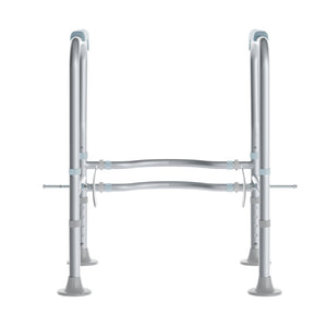 English Elm HERCULES Adjustable Toilet Safety Rail - Durable Silver Frame, Padded Grips & Stabilizing Suction Feet DC-HY6462-SLVGRY-GG