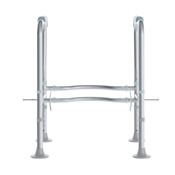 English Elm HERCULES Adjustable Toilet Safety Rail - Durable Silver Frame, Padded Grips & Stabilizing Suction Feet DC-HY6462-SLVGRY-GG