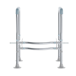English Elm HERCULES Adjustable Toilet Safety Rail - Durable Silver Frame, Padded Grips & Stabilizing Suction Feet DC-HY6462-SLVGRY-GG