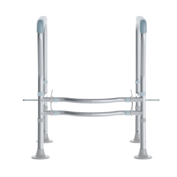 English Elm HERCULES Adjustable Toilet Safety Rail - Durable Silver Frame, Padded Grips & Stabilizing Suction Feet DC-HY6462-SLVGRY-GG