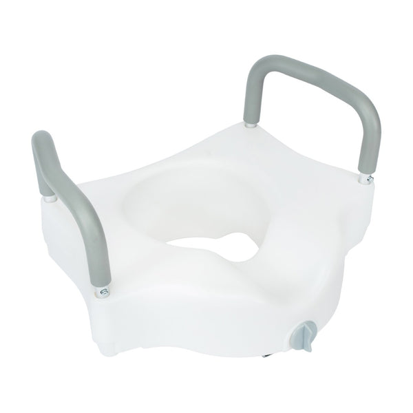 English Elm HERCULES Elevated Toilet Seat with Adjustable Arms & Locking Mechanism for Safe, Comfortable Use DC-HY6605-WHT-GG