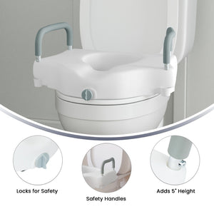 English Elm HERCULES Elevated Toilet Seat with Adjustable Arms & Locking Mechanism for Safe, Comfortable Use DC-HY6605-WHT-GG