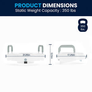 English Elm HERCULES Elevated Toilet Seat with Adjustable Arms & Locking Mechanism for Safe, Comfortable Use DC-HY6605-WHT-GG