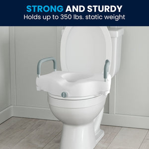 English Elm HERCULES Elevated Toilet Seat with Adjustable Arms & Locking Mechanism for Safe, Comfortable Use DC-HY6605-WHT-GG