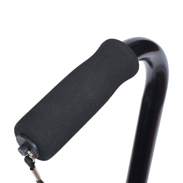 English Elm HERCULES Adjustable Quad Cane for Stability, Comfort Grip Handle, 4-Prong Base, Ambidextrous Use DC-HY7401L-BLK-GG