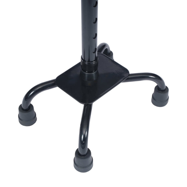 English Elm HERCULES Adjustable Quad Cane for Stability, Comfort Grip Handle, 4-Prong Base, Ambidextrous Use DC-HY7401L-BLK-GG