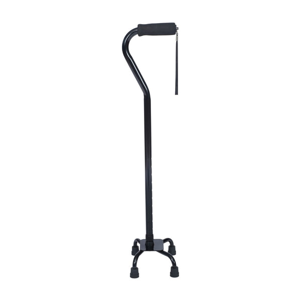 English Elm HERCULES Adjustable Quad Cane for Stability, Comfort Grip Handle, 4-Prong Base, Ambidextrous Use DC-HY7401L-BLK-GG