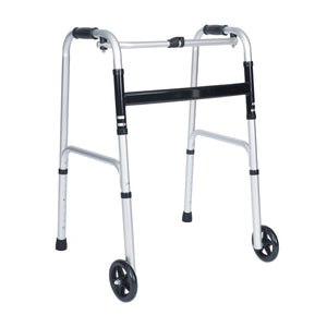 English Elm HERCULES Adjustable Folding Walker - Lightweight, Dual Frame, Interchangeable Wheels for Comfort & Stability DC-HY8110L-5-SLVBLK-GG