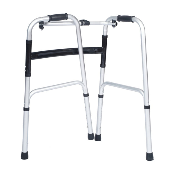 English Elm HERCULES Adjustable Folding Walker - Lightweight, Dual Frame, Interchangeable Wheels for Comfort & Stability DC-HY8110L-5-SLVBLK-GG