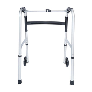 English Elm HERCULES Adjustable Folding Walker - Lightweight, Dual Frame, Interchangeable Wheels for Comfort & Stability DC-HY8110L-5-SLVBLK-GG