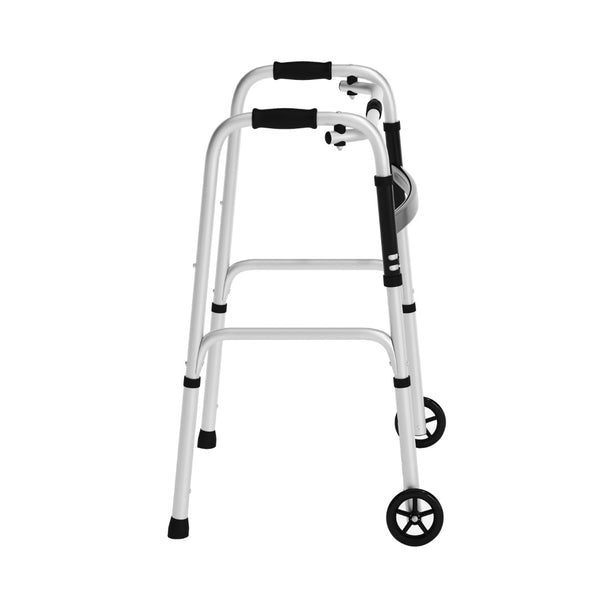 English Elm HERCULES Adjustable Folding Walker - Lightweight, Dual Frame, Interchangeable Wheels for Comfort & Stability DC-HY8110L-5-SLVBLK-GG