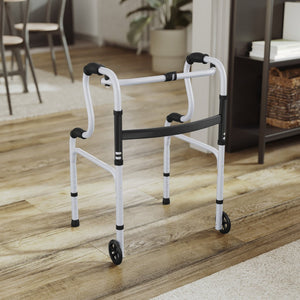 English Elm HERCULES Bi-Level Folding Walker - Lightweight, Adjustable, Customizable Mobility Aid for Independence DC-HY8150L-GRY-GG