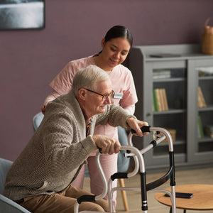 English Elm HERCULES Bi-Level Folding Walker - Lightweight, Adjustable, Customizable Mobility Aid for Independence DC-HY8150L-GRY-GG