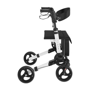 English Elm HERCULES Adjustable Folding Rollator Walker with 360° Swivel Wheels, Hand Brakes & Comfort Seat DC-HY8516L-WHTBLK-GG