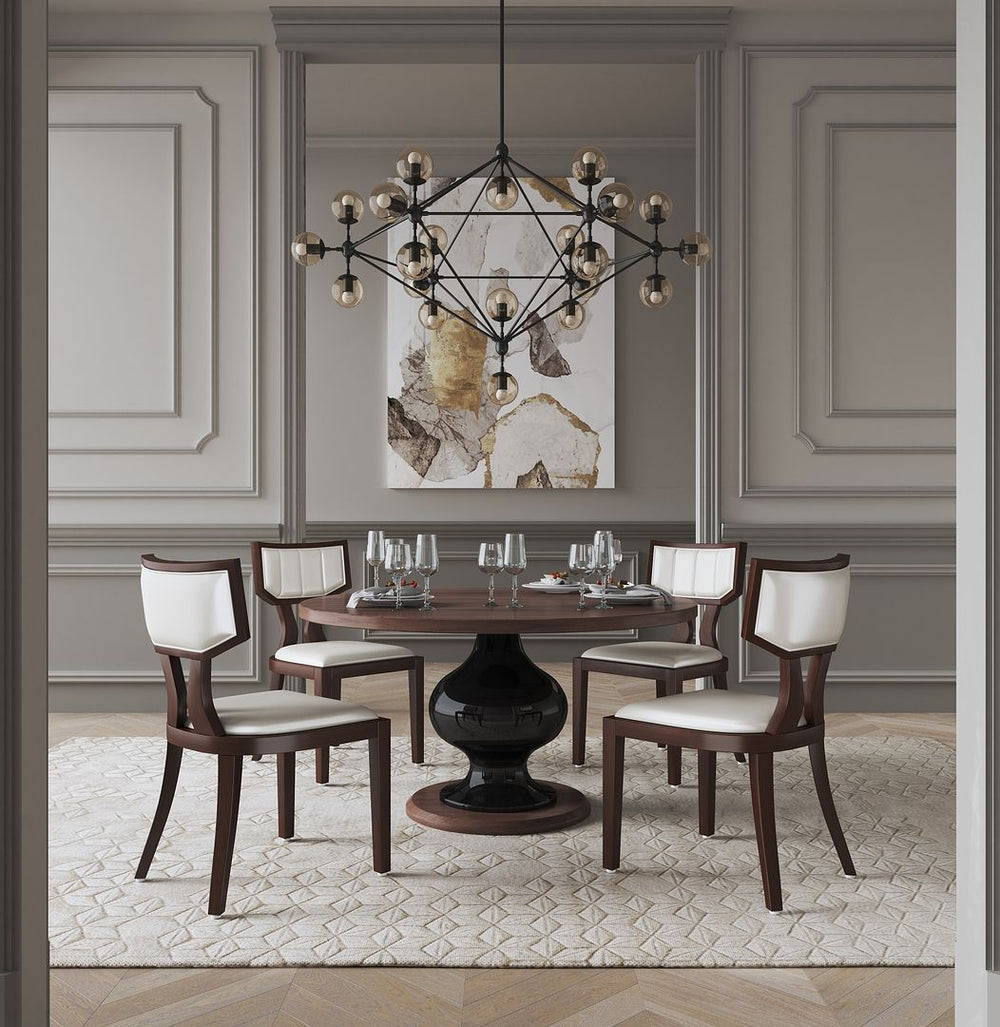 Manhattan Comfort Pulitzer Traditional Dining Chairs - Set of 2 Pearl White and Walnut DC001-PW