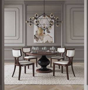 Manhattan Comfort Pulitzer Traditional Dining Chairs - Set of 2 Pearl White and Walnut DC001-PW