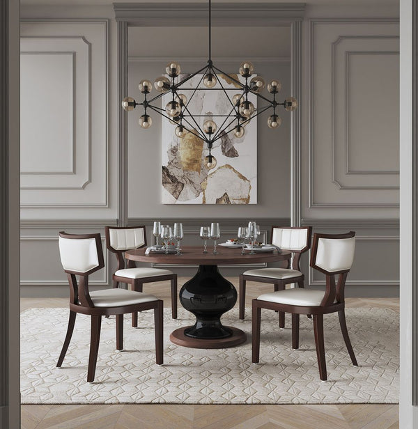 Manhattan Comfort Pulitzer Traditional Dining Chairs - Set of 2 Pearl White and Walnut DC001-PW