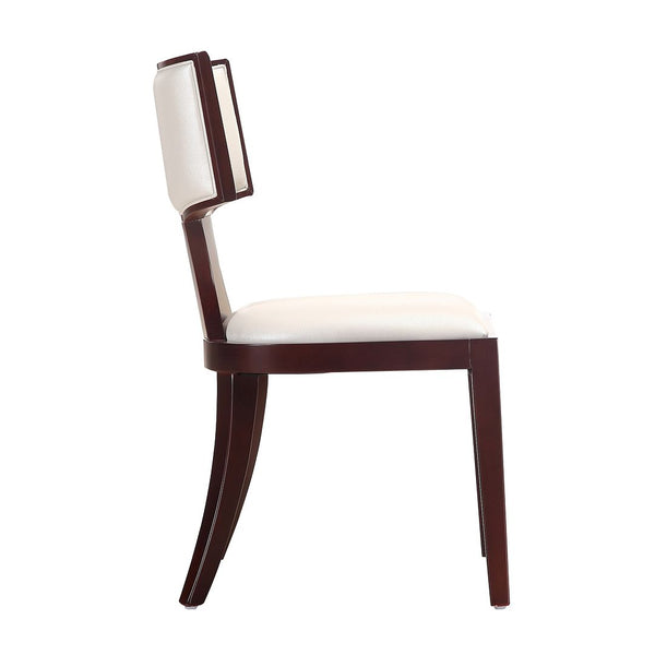 Manhattan Comfort Pulitzer Traditional Dining Chairs - Set of 2 Pearl White and Walnut DC001-PW